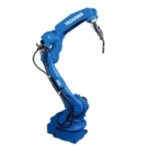 Deze blauwe robot van het hoogstaande merk Yaskawa kunt u gebruiken voor het inzetten bij snijtoepassingen