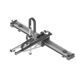 Voorbeeld van een Cantilever XYZ systeem met een vrijdragende Y-as voor optimale bereikbaarheid van het werkgebied