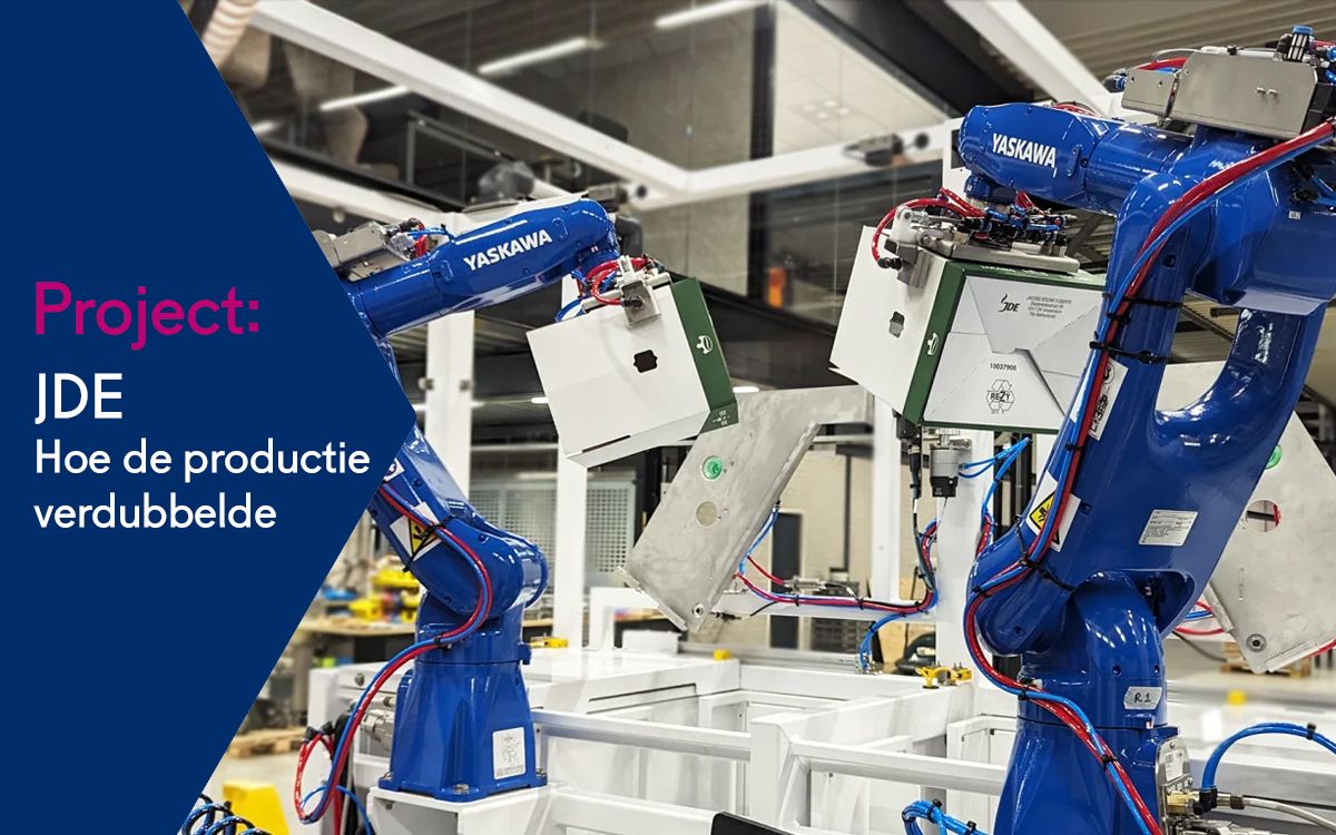 JDE verdubbelde de productie alleen door 1 extra robot in te zetten. zo makkelijk kan het zijn.