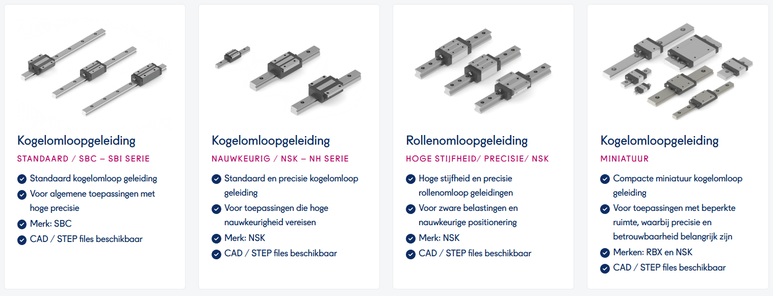 De nauwkeurigheid en de loopeigenschappen van profielrailgeleidingen worden verkregen door het slijpproces tijdens de productie van de loopwagens en de rails. De kwaliteit is niet altijd visueel waarneembaar en ook met metingen is dit moeilijk te bepalen. Vertrouwen op basis van jouw kennis en ervaring is dan de belangrijkste basis voor de juiste keuze. Merk en type geven vaak de juiste zekerheid over de gewenste levensduur.